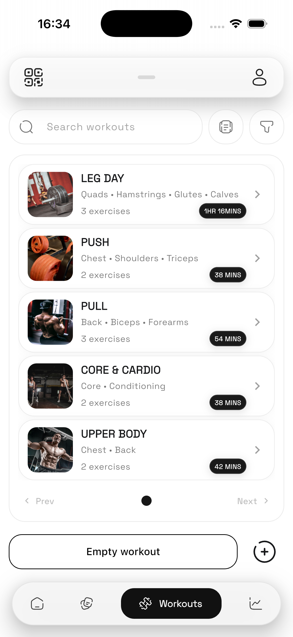 Lift gym content or service detail screen